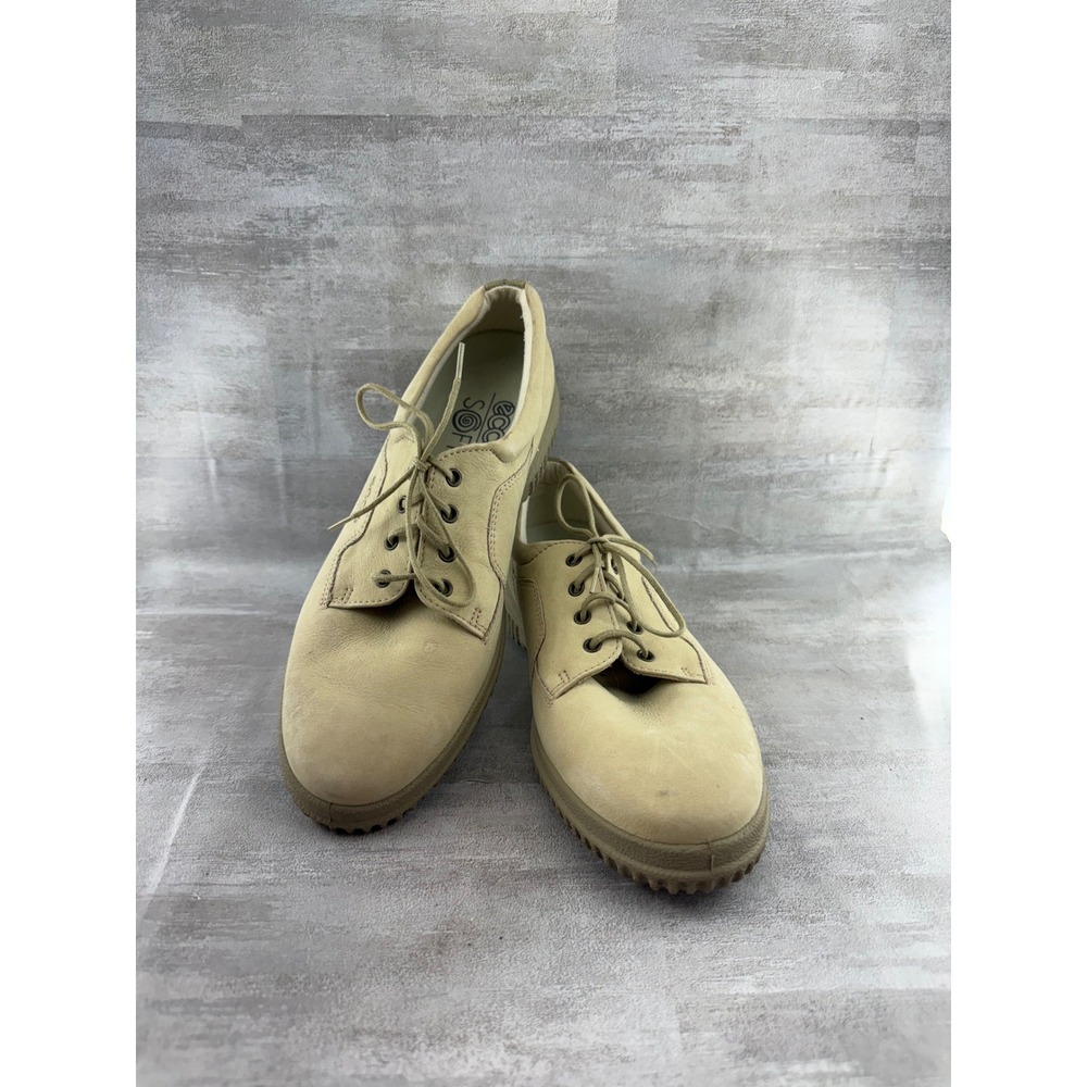ECCO Soft 2631 Tan Nubuck Leather Lace Up Sneakers Men Sz EU 41 Made in Portugal
